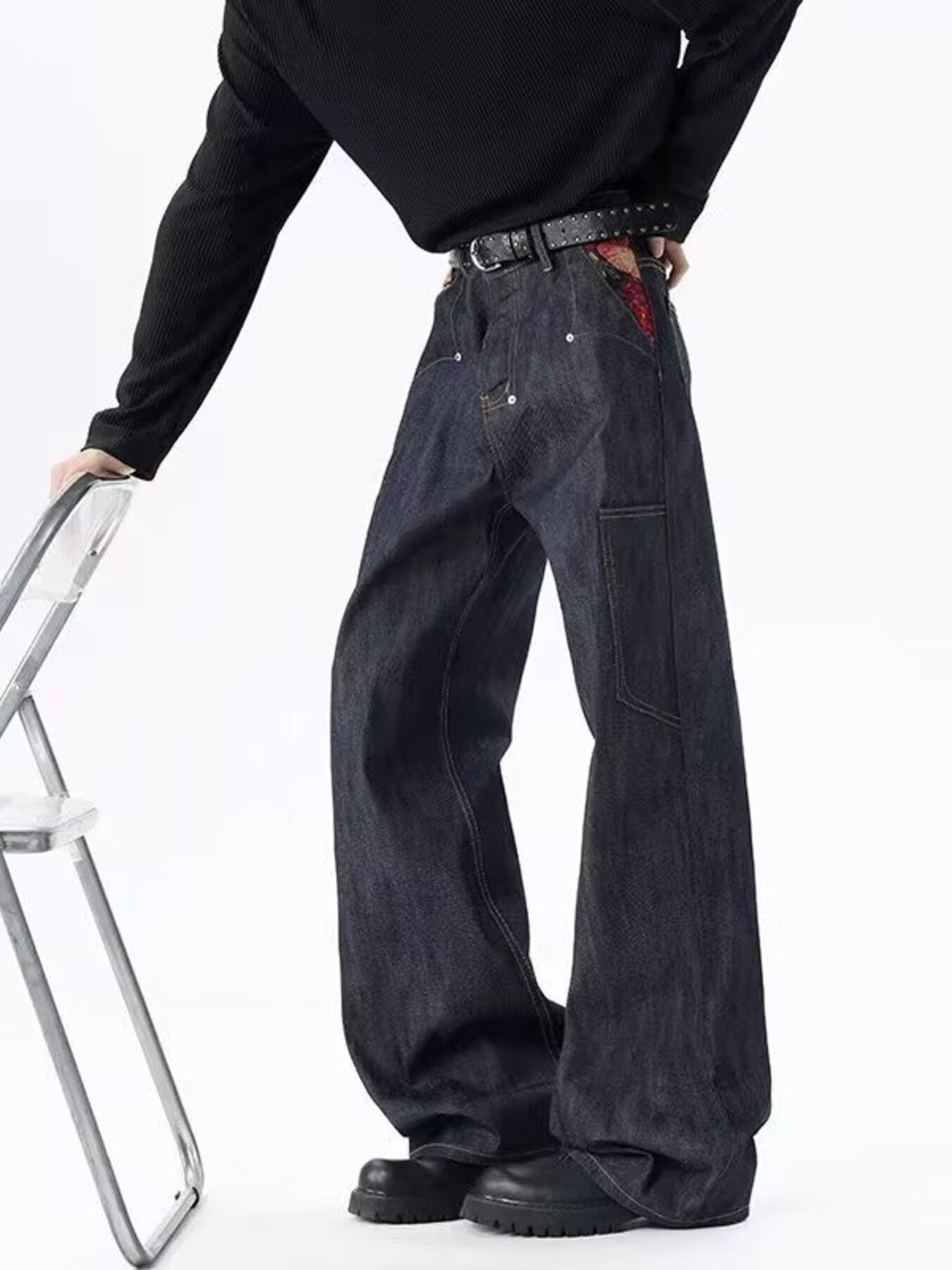 Men's Full Size Wide Leg Wash Jeans Plus Size