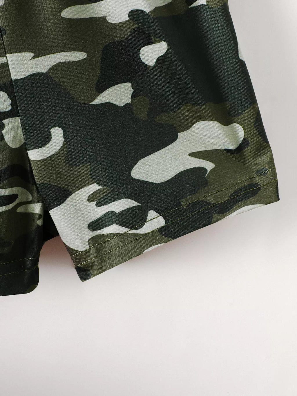 Children's Dinosaur Round Neck Tee and Camo Shorts Set