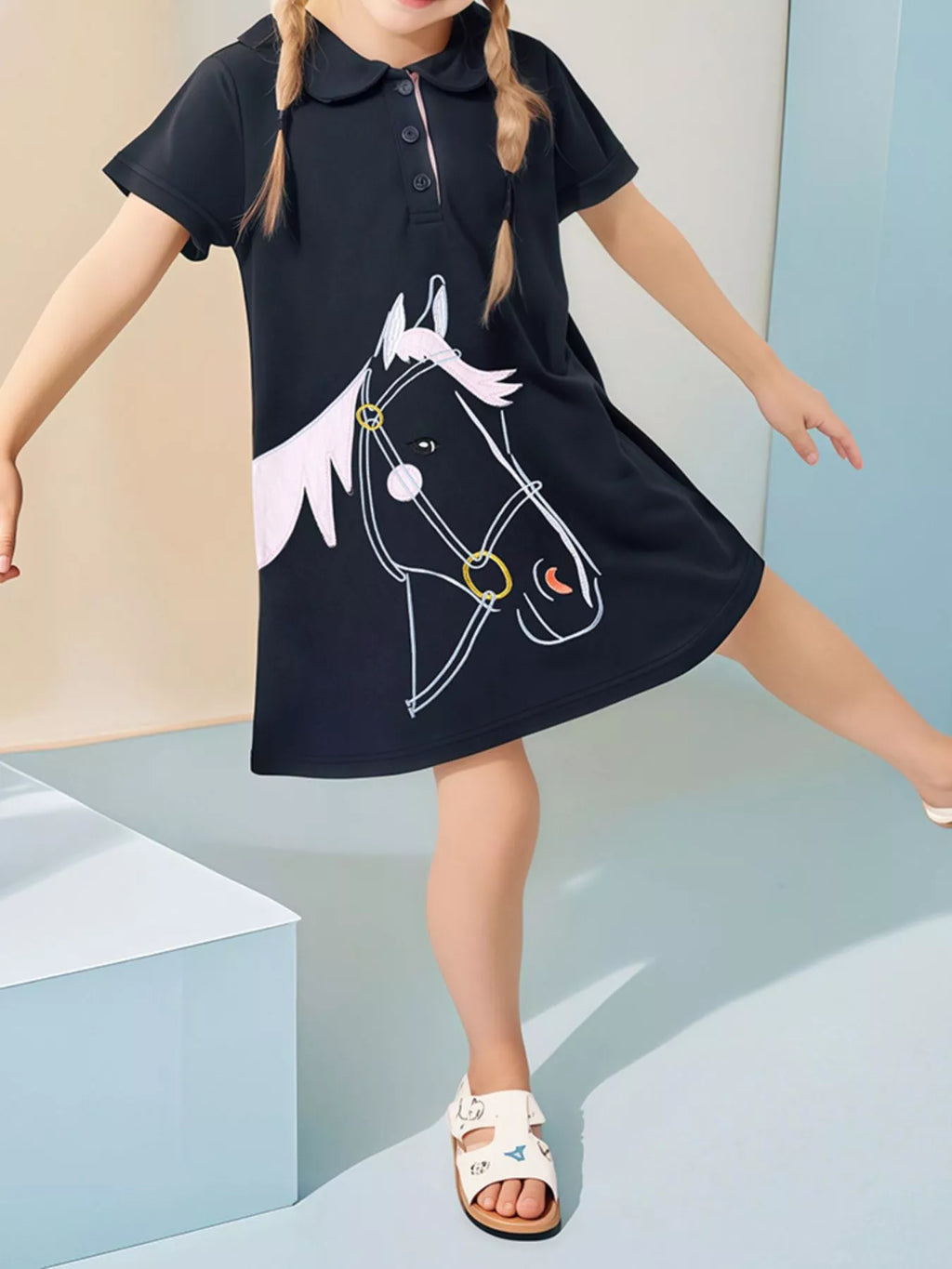 Children's Horse Short Sleeve Polo Dress
