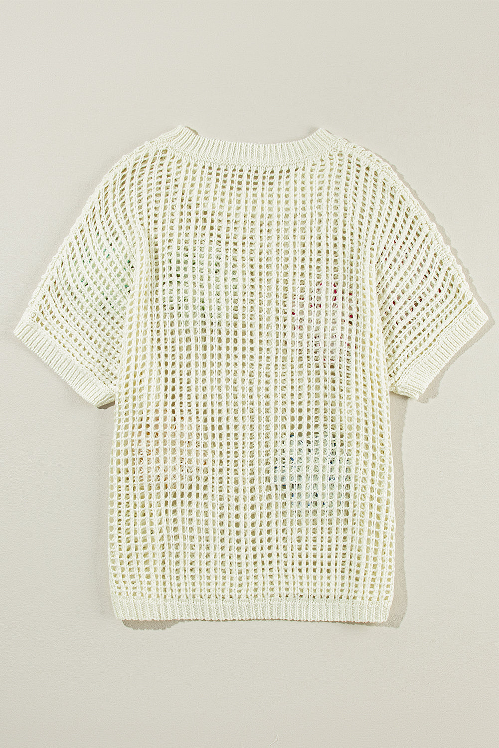 White Crochet Flower Hollow-out Sweater T Shirt