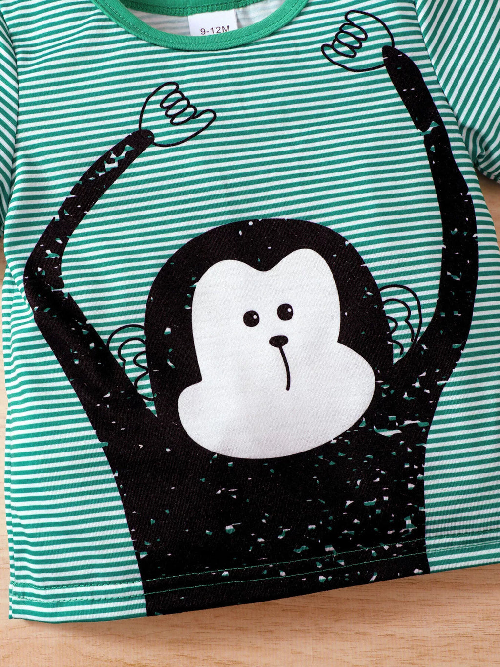 Children's Monkey Striped Top and Shorts Set