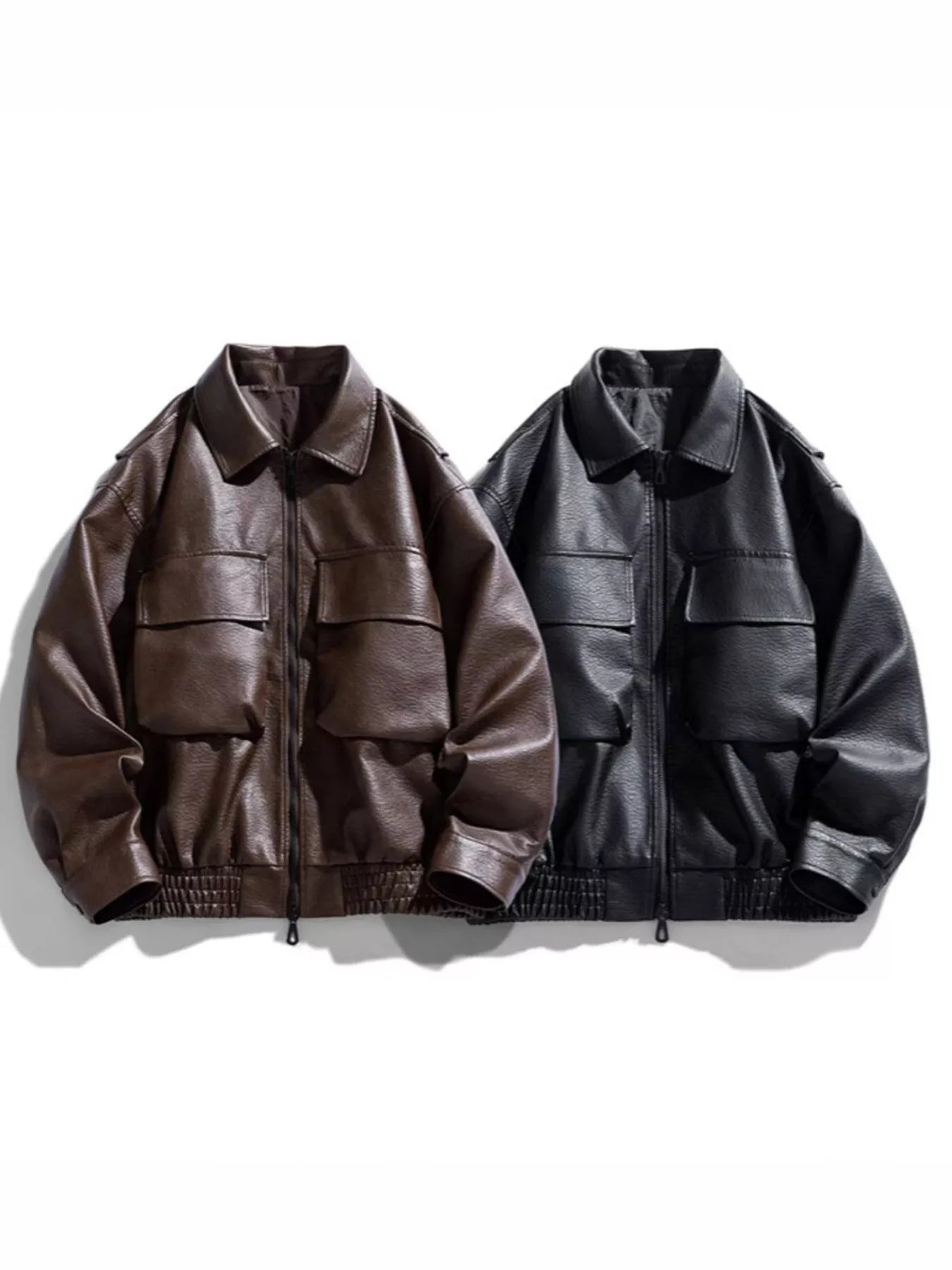 Men's Plus Size Urban Style Faux Leather Bomber Jacket