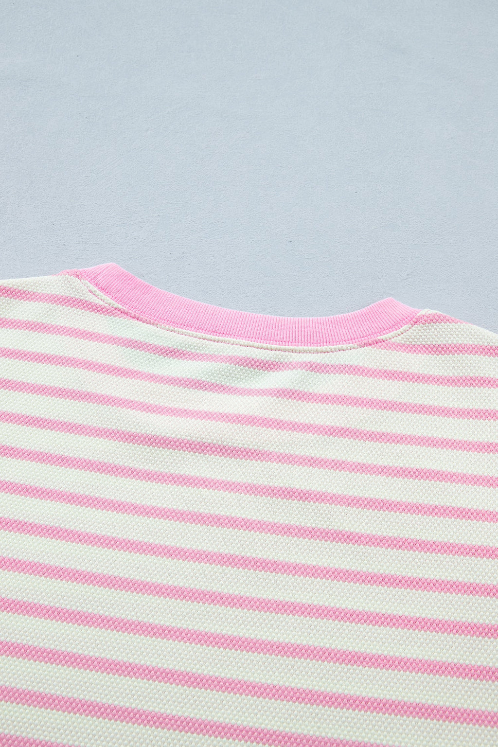 Pink Stripe Ruffled Short Sleeve Patchwork Blouse