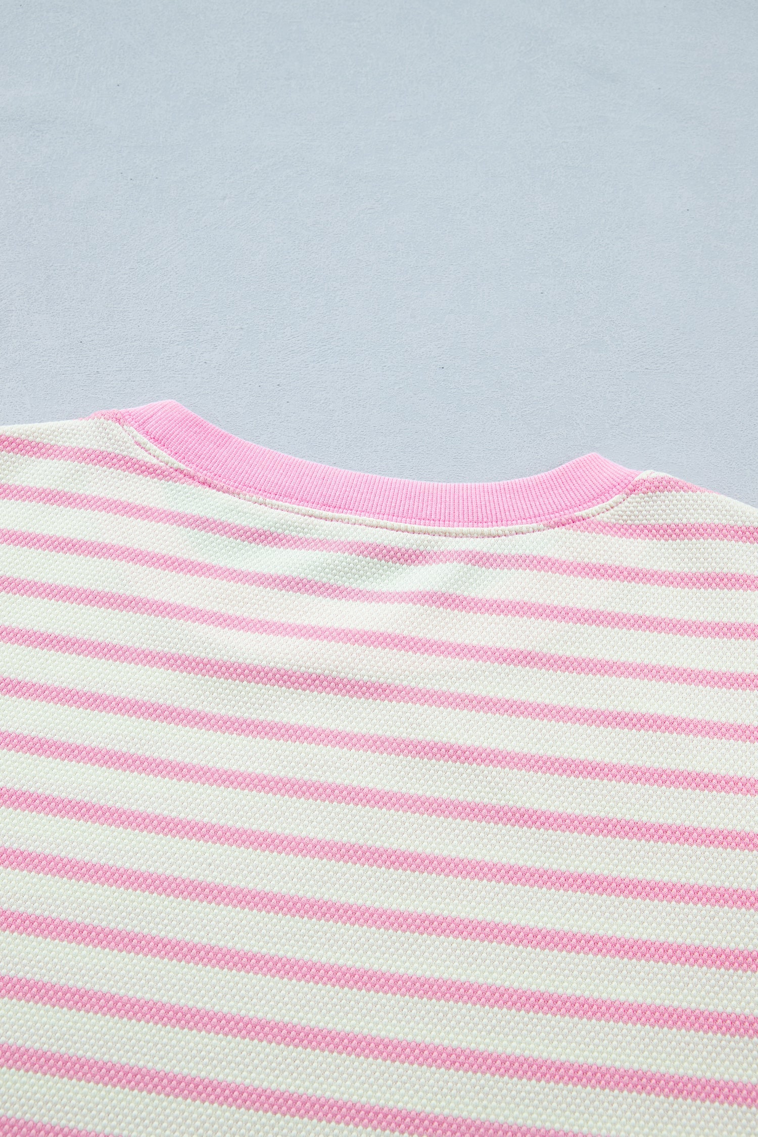 Pink Stripe Ruffled Short Sleeve Patchwork Blouse