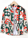 Men's Plus Size Letter Print Long Sleeve Shirt