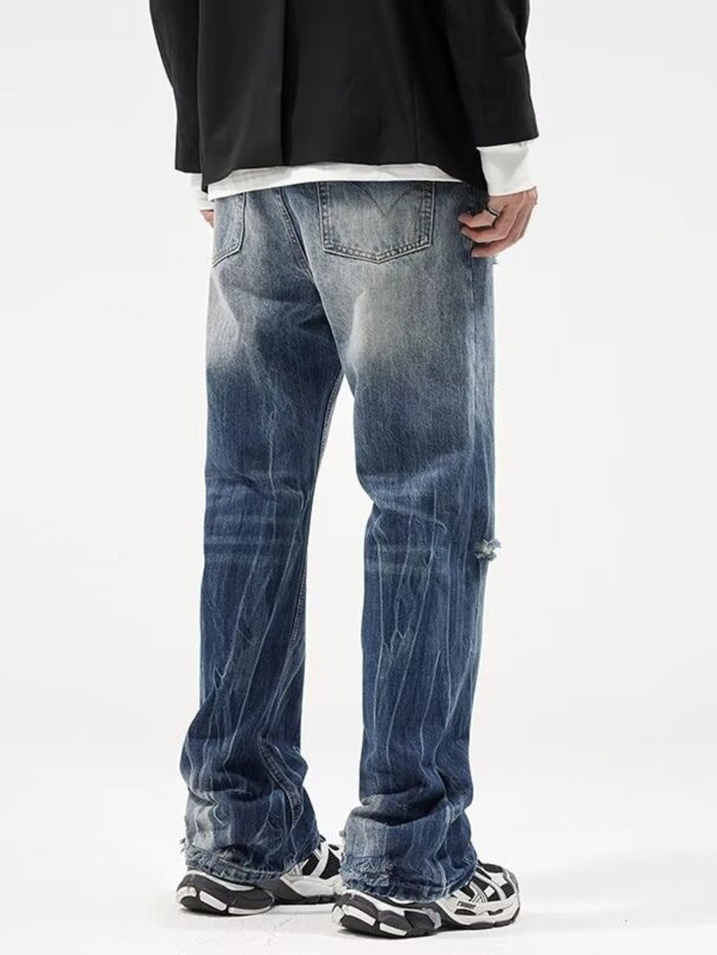 Men's Full Size Distressed Loose Fit Jeans Plus Size