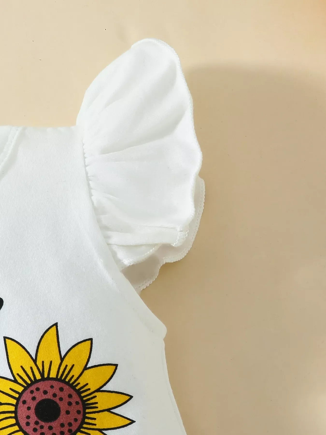 Children's Ruffled Bodysuit and Sunflower Skirt Set with Headband