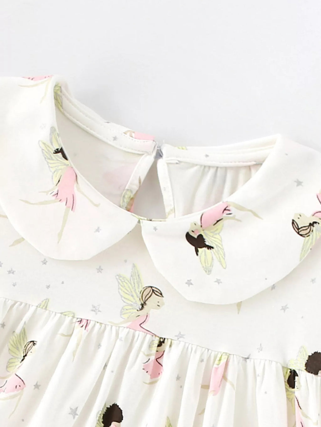Children's Fairy Print Peter Pan Collar Puff Sleeve Dress