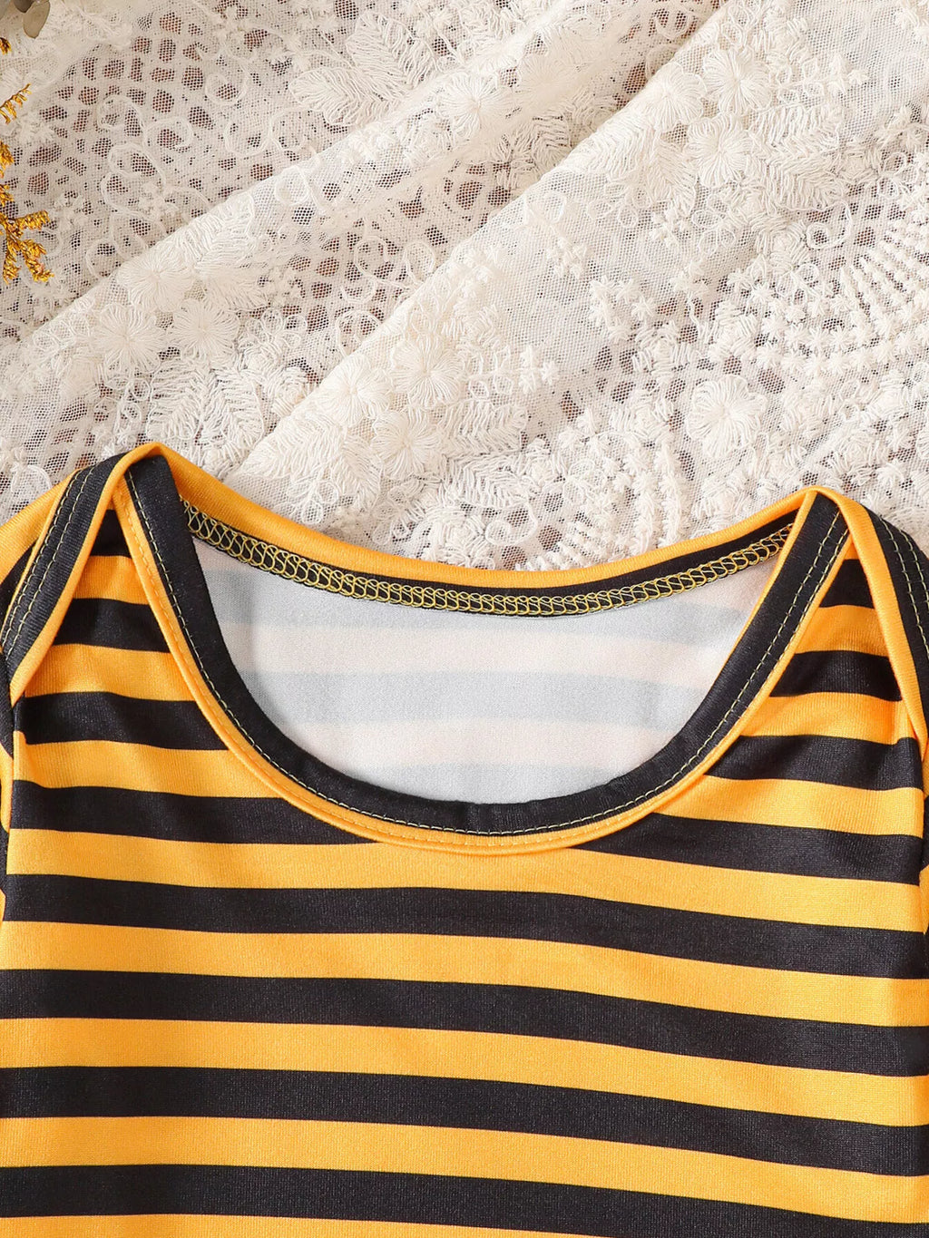 Children's Striped Bodysuit & Overalls & Headband Set