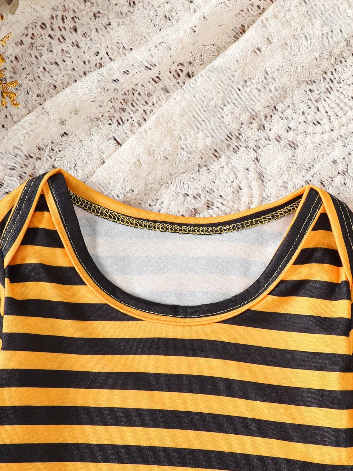 Children's Striped Bodysuit & Overalls & Headband Set