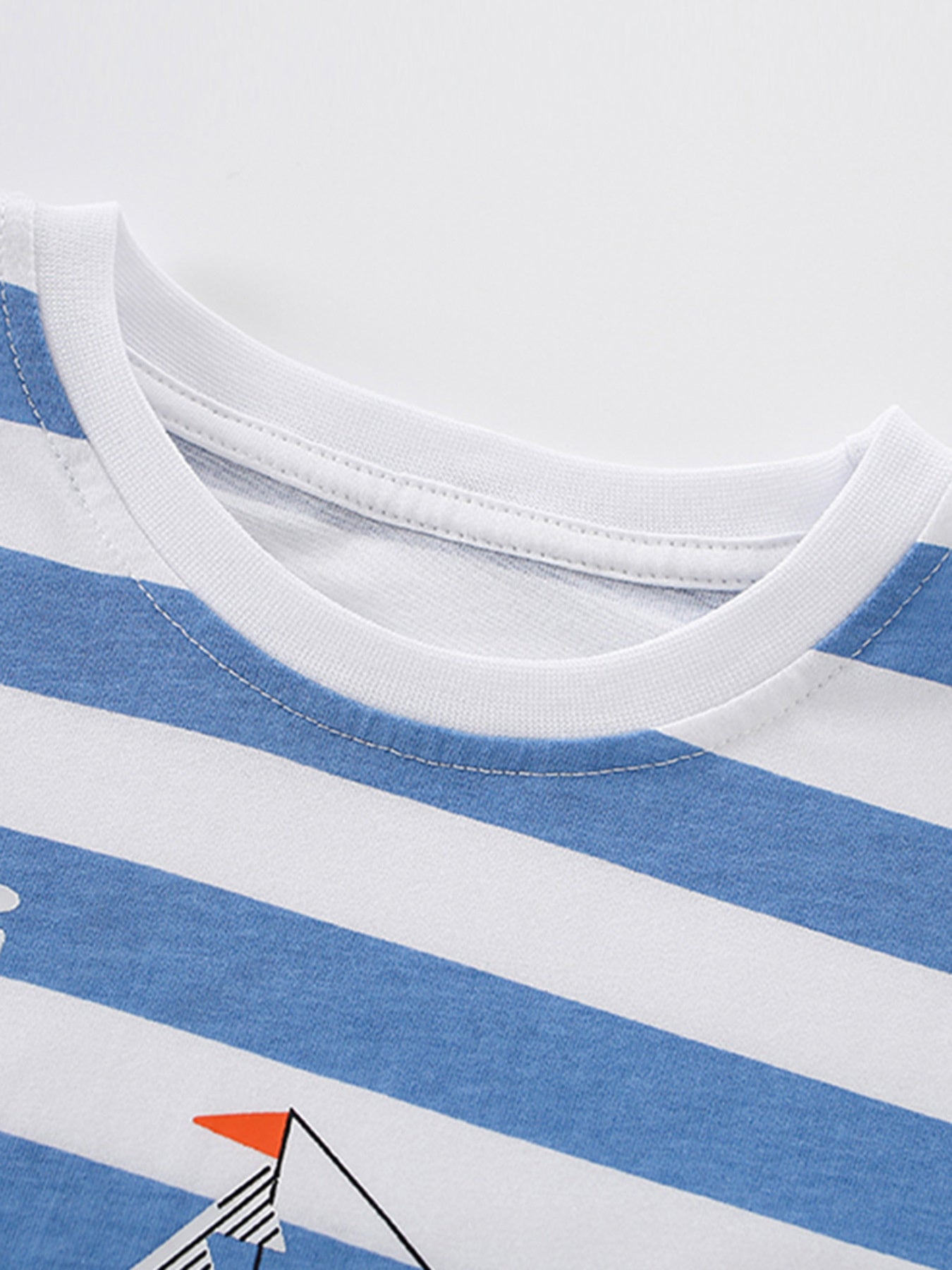 Children's Striped Printed Round Neck T-Shirt