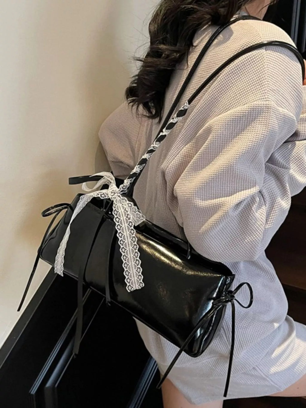 Lace Decor Shoulder Bag