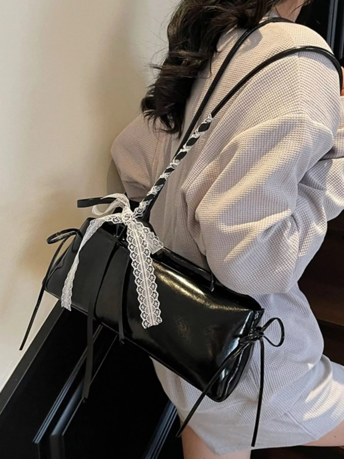 Lace Decor Shoulder Bag