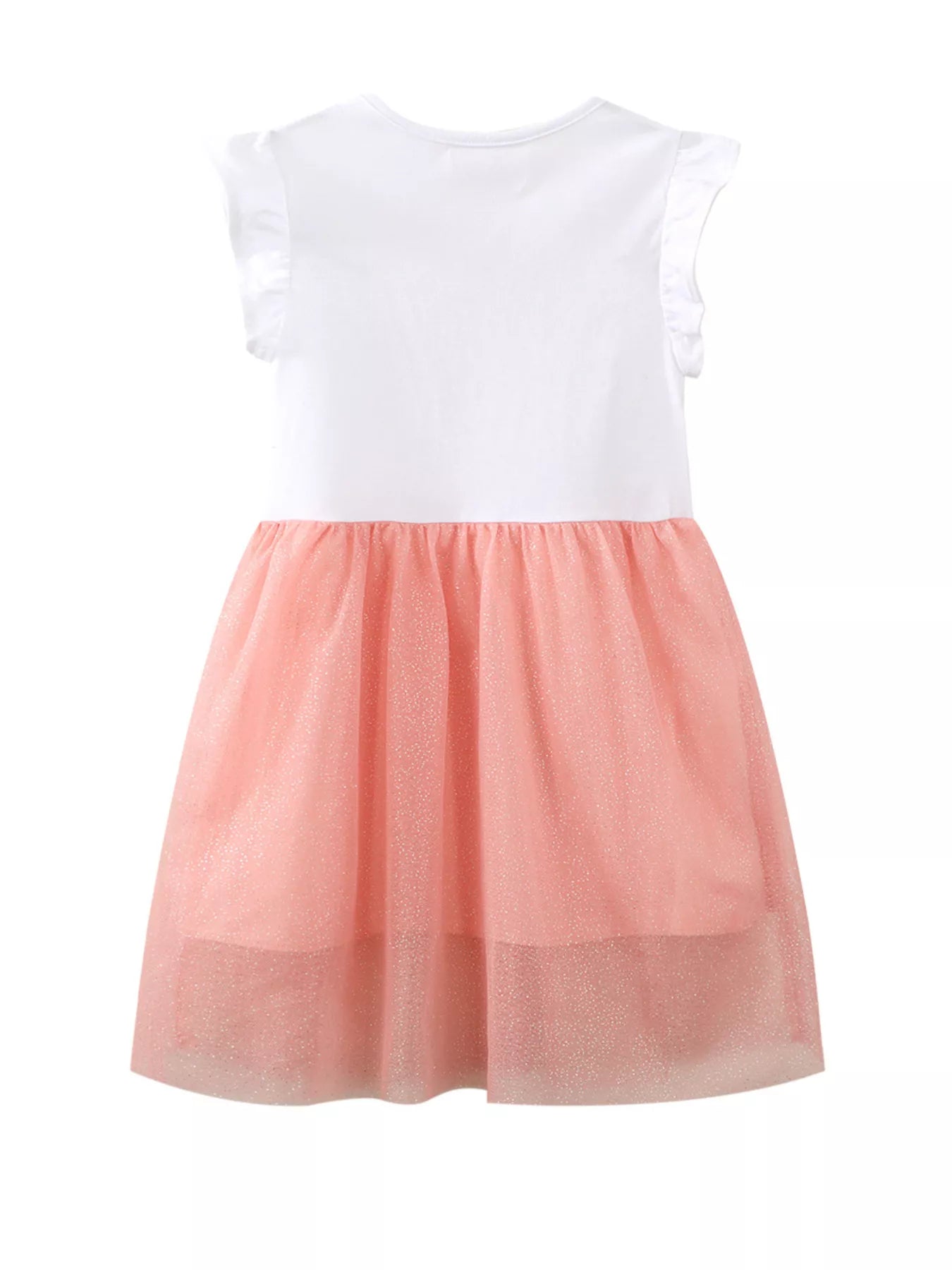 Children's Star Sequin Tulle Ruffled Sleeveless Dress