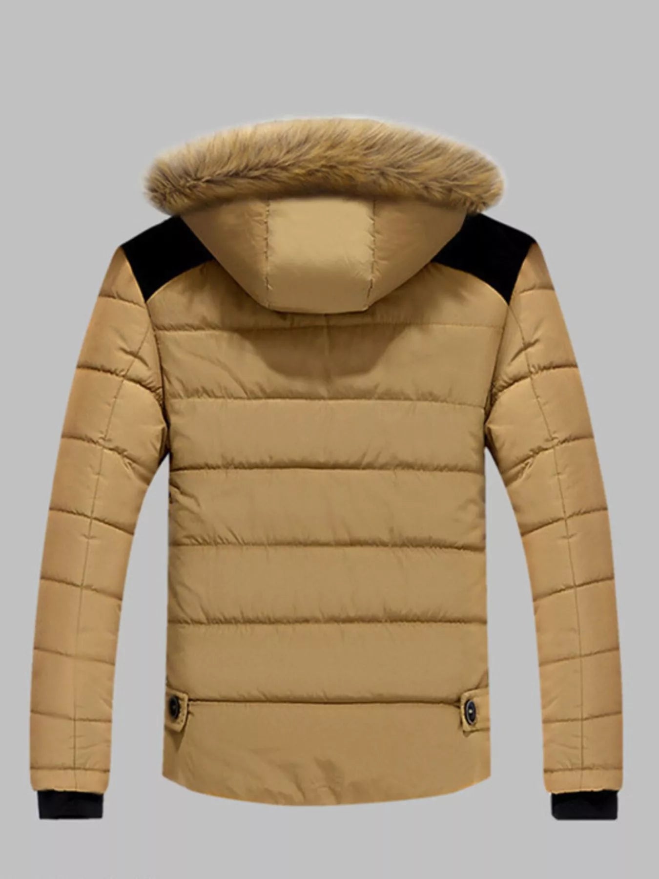 Men's Plus Size Padded Fur Hood Puffer Jacket