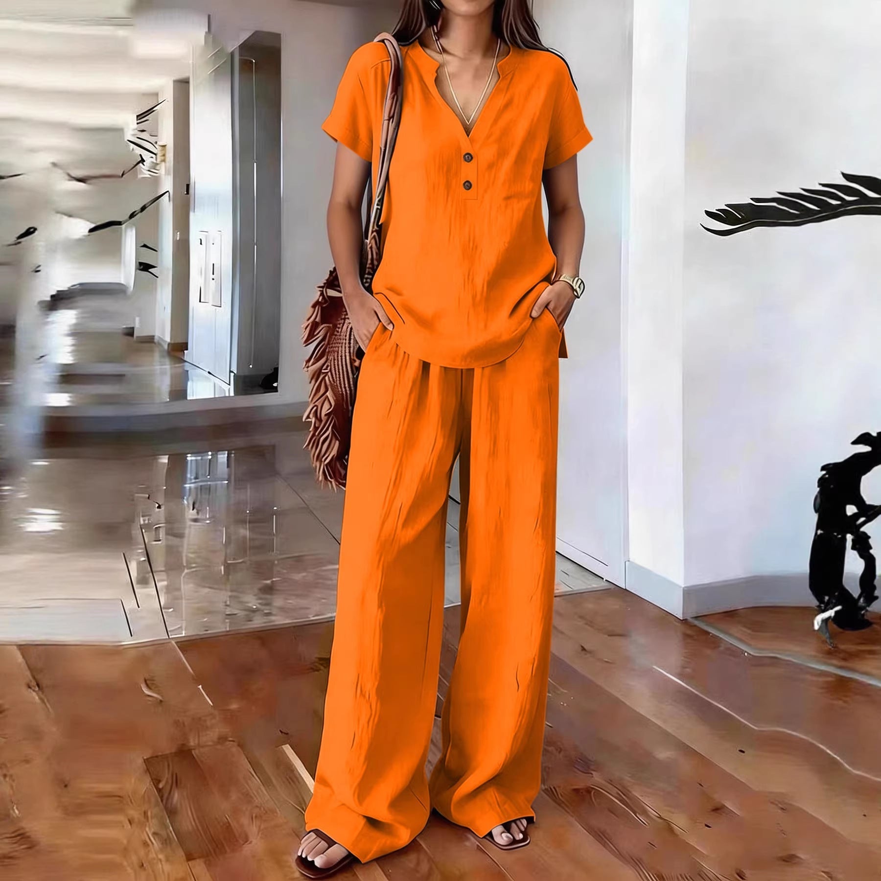 Women’s Casual Solid Color Two Piece Set
