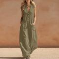 Women's Sleeveless Wide-Leg Jumpsuit with Pockets