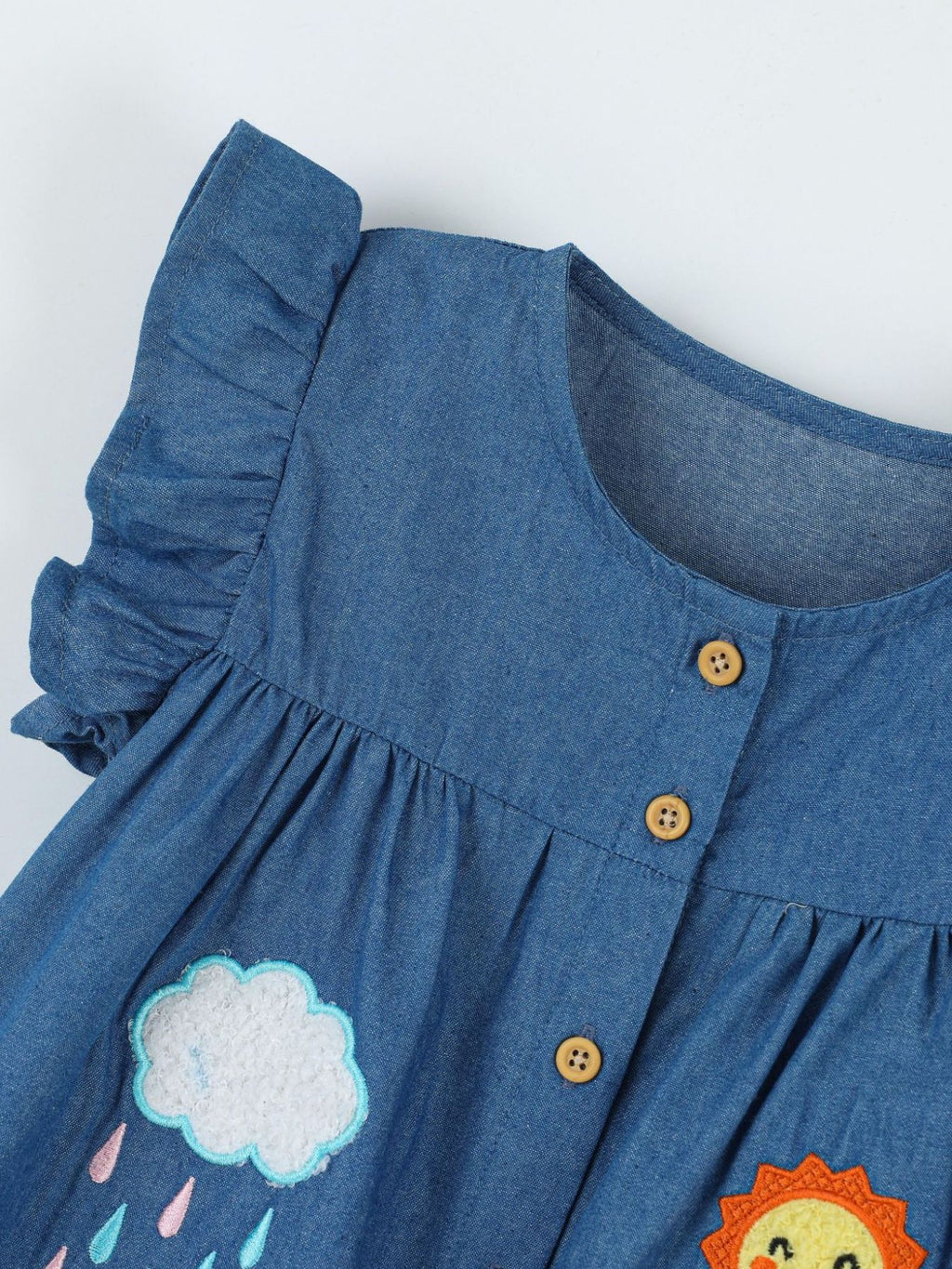 Children's Embroidered Denim A-Line Dress