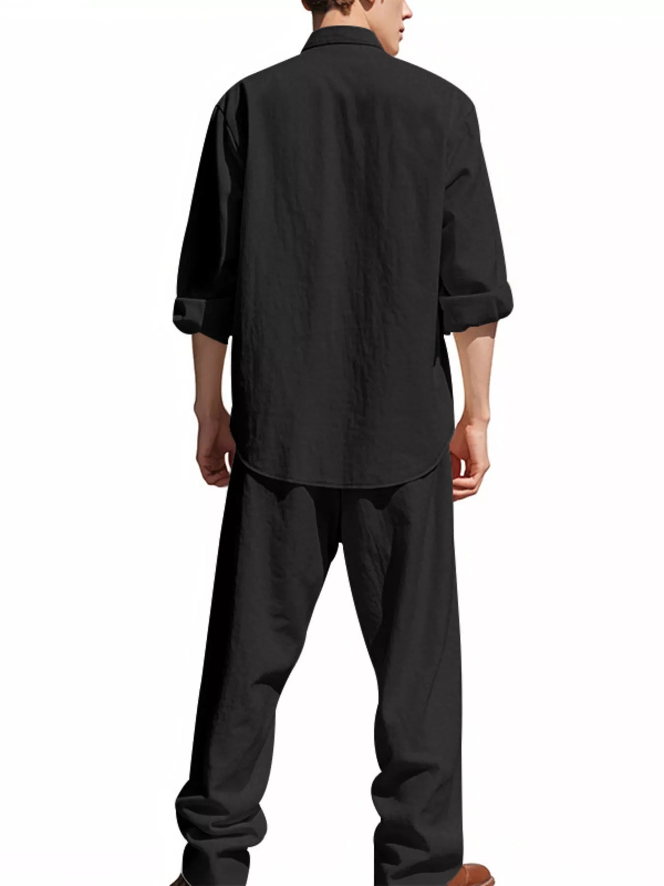 Men's Full Size Button Up Long Sleeve Shirt and Pants Plus Size