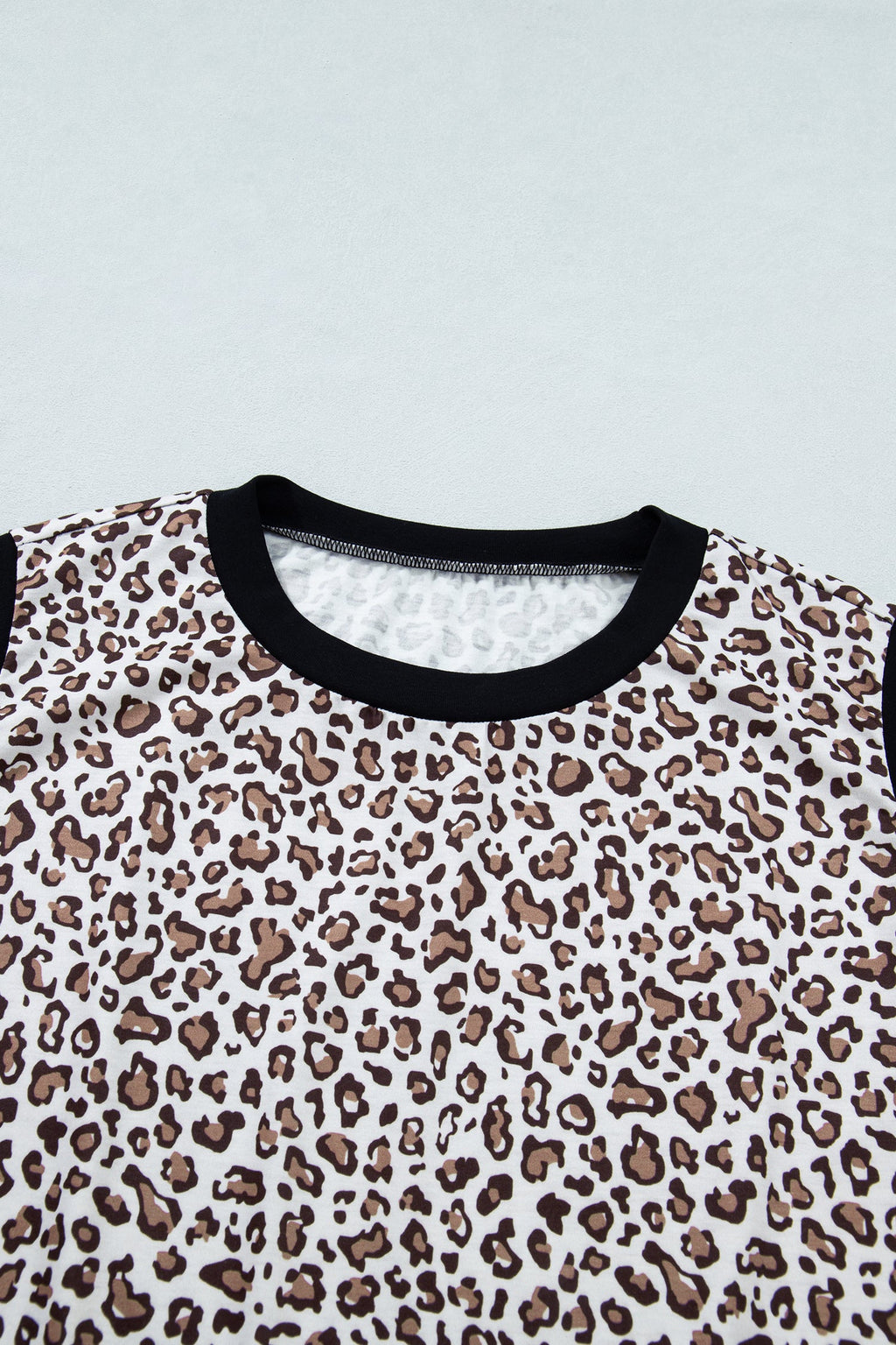 Khaki Contrast Trim Plus Size Leopard Vest