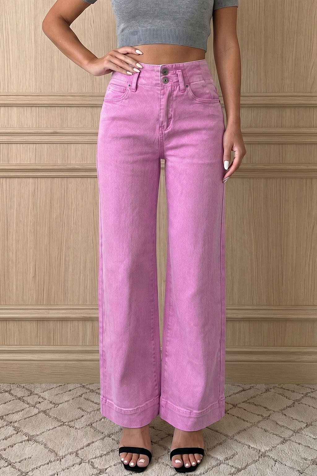 Bonbon 2-Button High Waist Flared Bottom Jeans