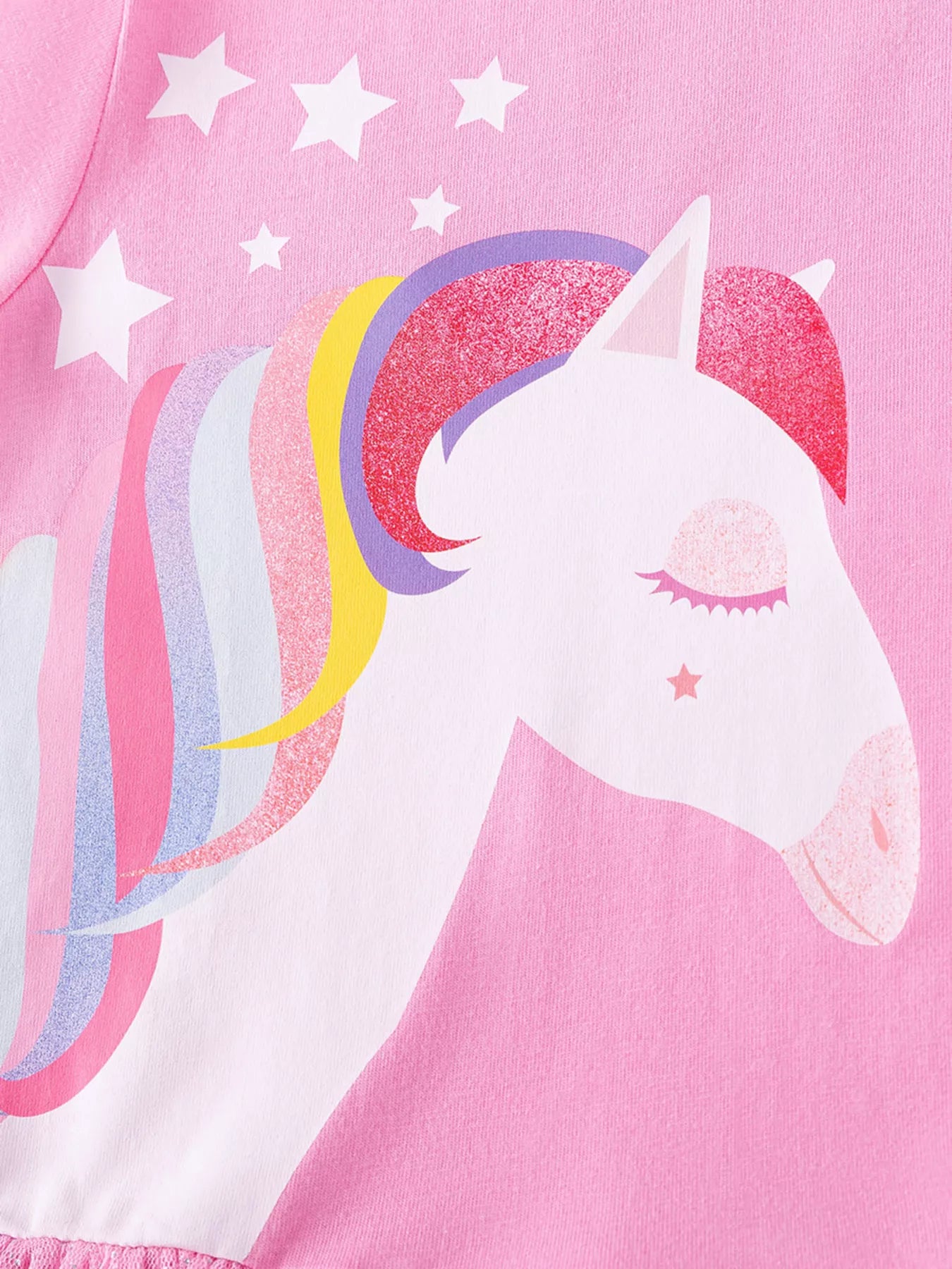 Children's Unicorn Print Long Sleeve Tulle Dress