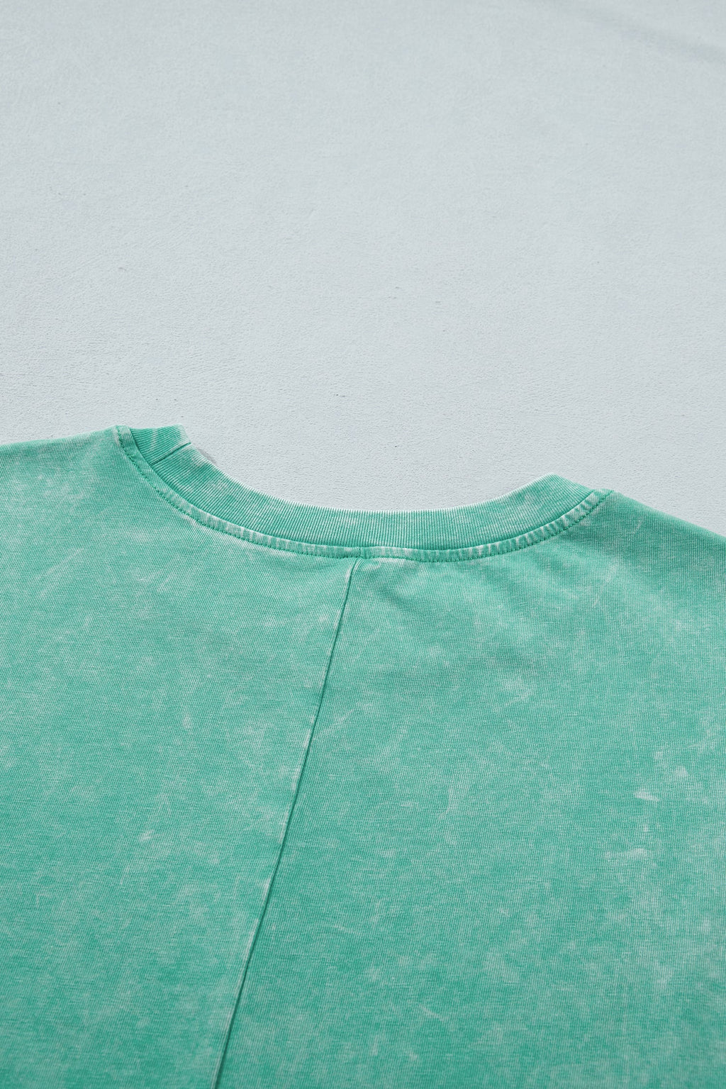 Mint Green Solid Color Cotton Mineral Washed Oversize Tee