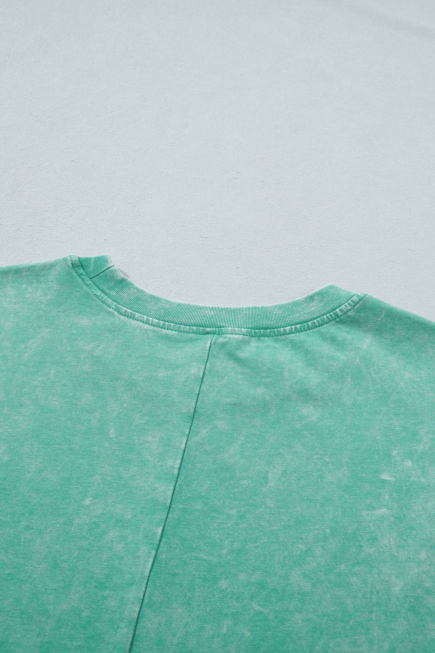 Mint Green Solid Color Cotton Mineral Washed Oversize Tee