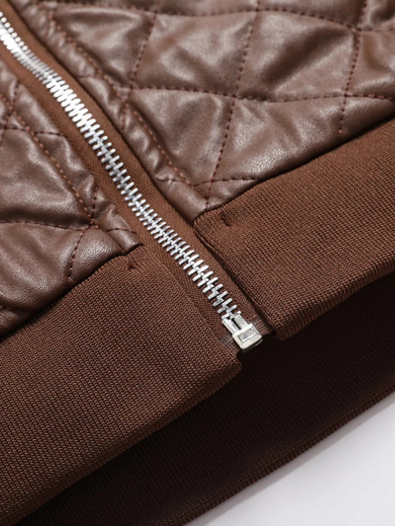 Men's Plus Size Quilted Faux Leather Bomber Jacket