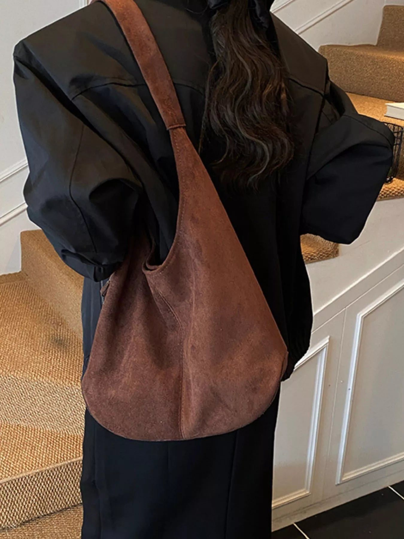 Suede Hobo Shoulder Bag