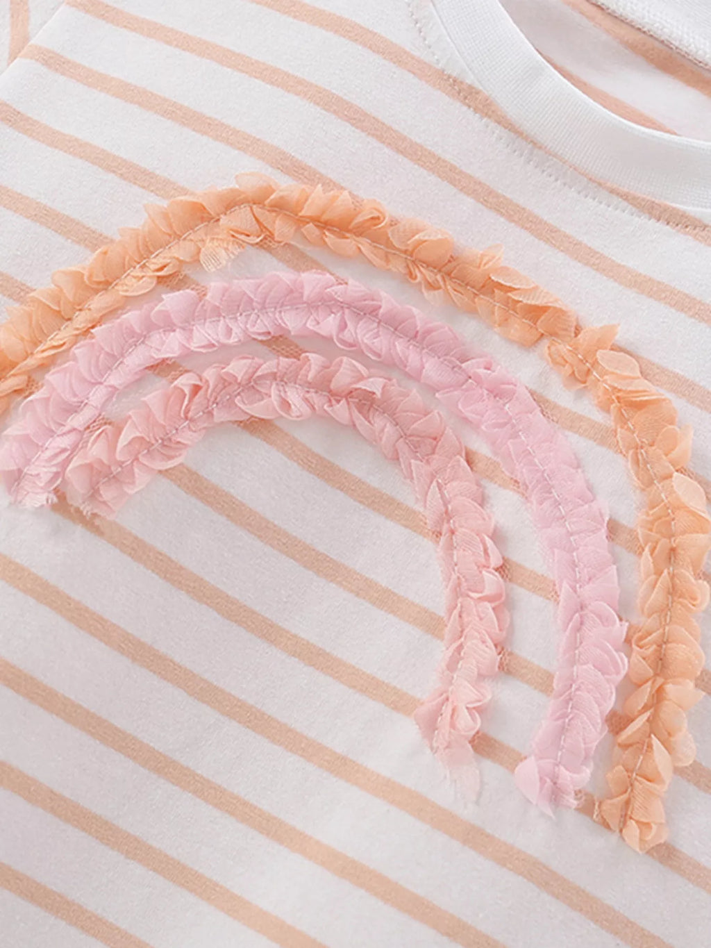 Children's Rainbow Striped Ruffle Trim Tee and Shorts Set