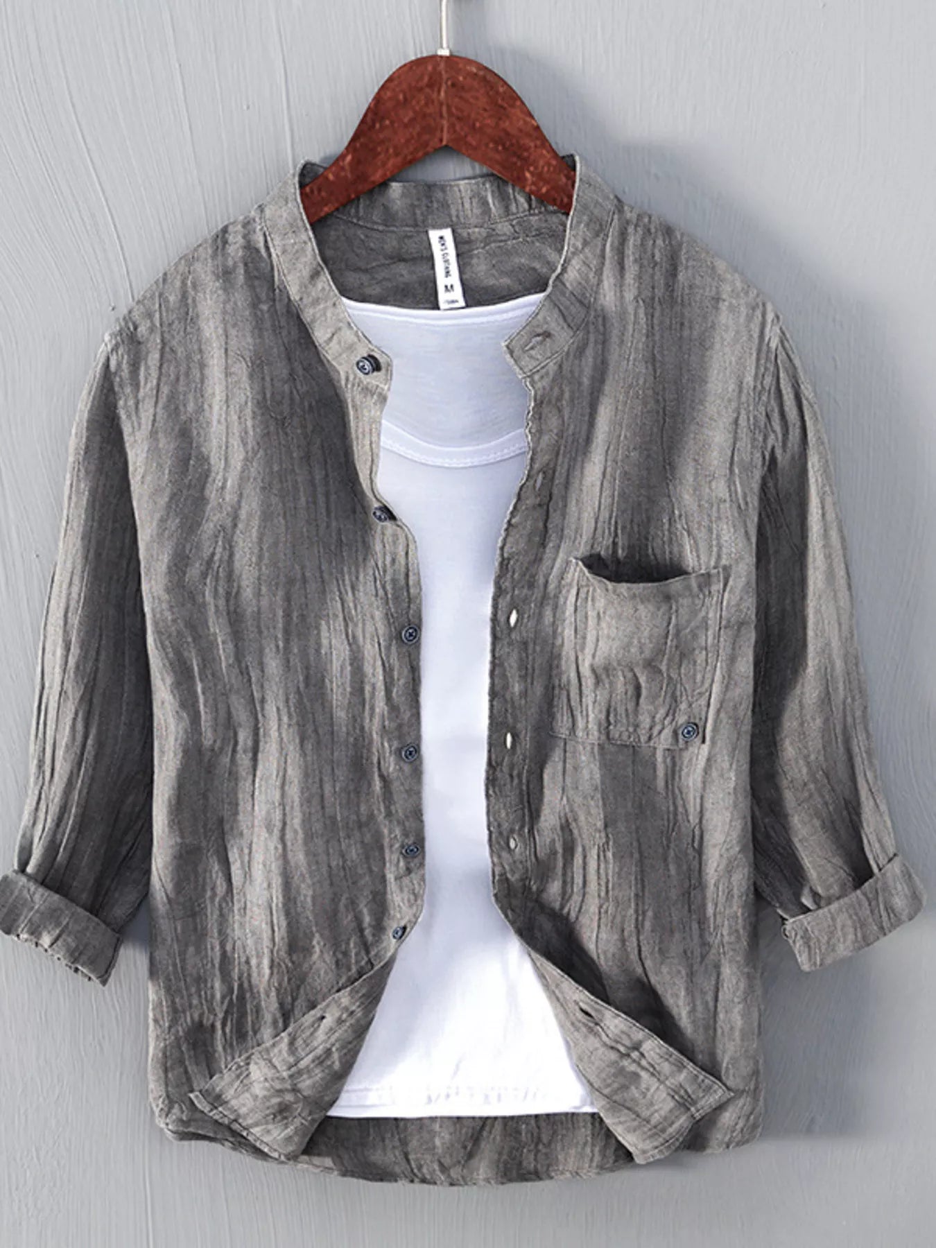 Men’s Casual Linen Three-Quarter Sleeve Shirt