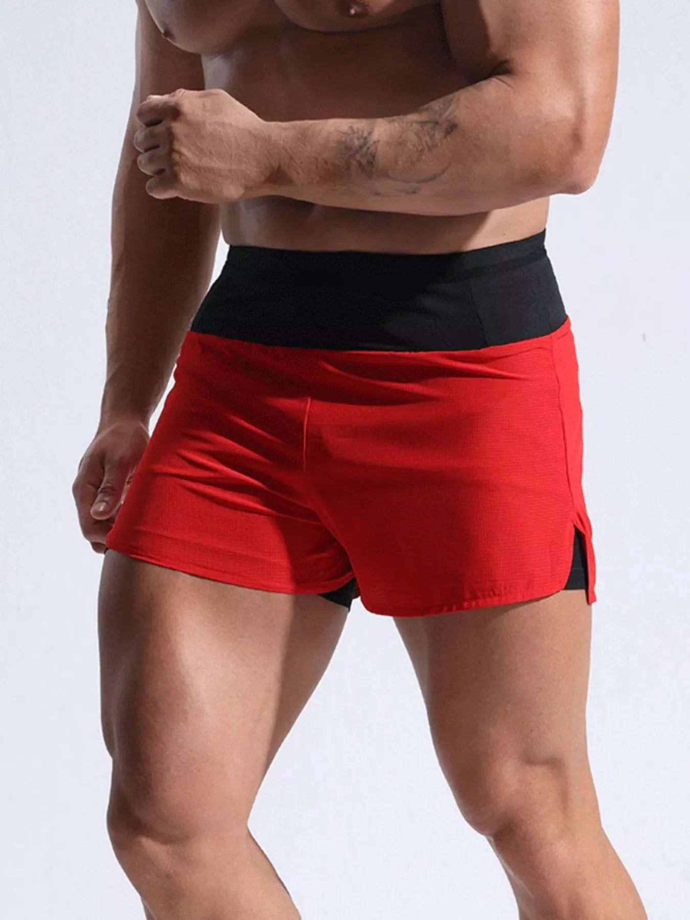 Men's Full Size Contrast Active Shorts Plus Size