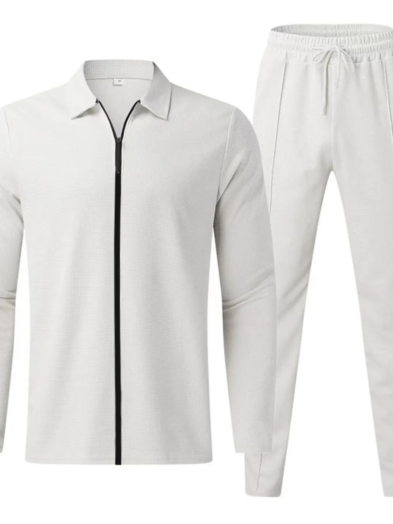 Men's Full Size Zip Up Top and Pants Set Plus Size