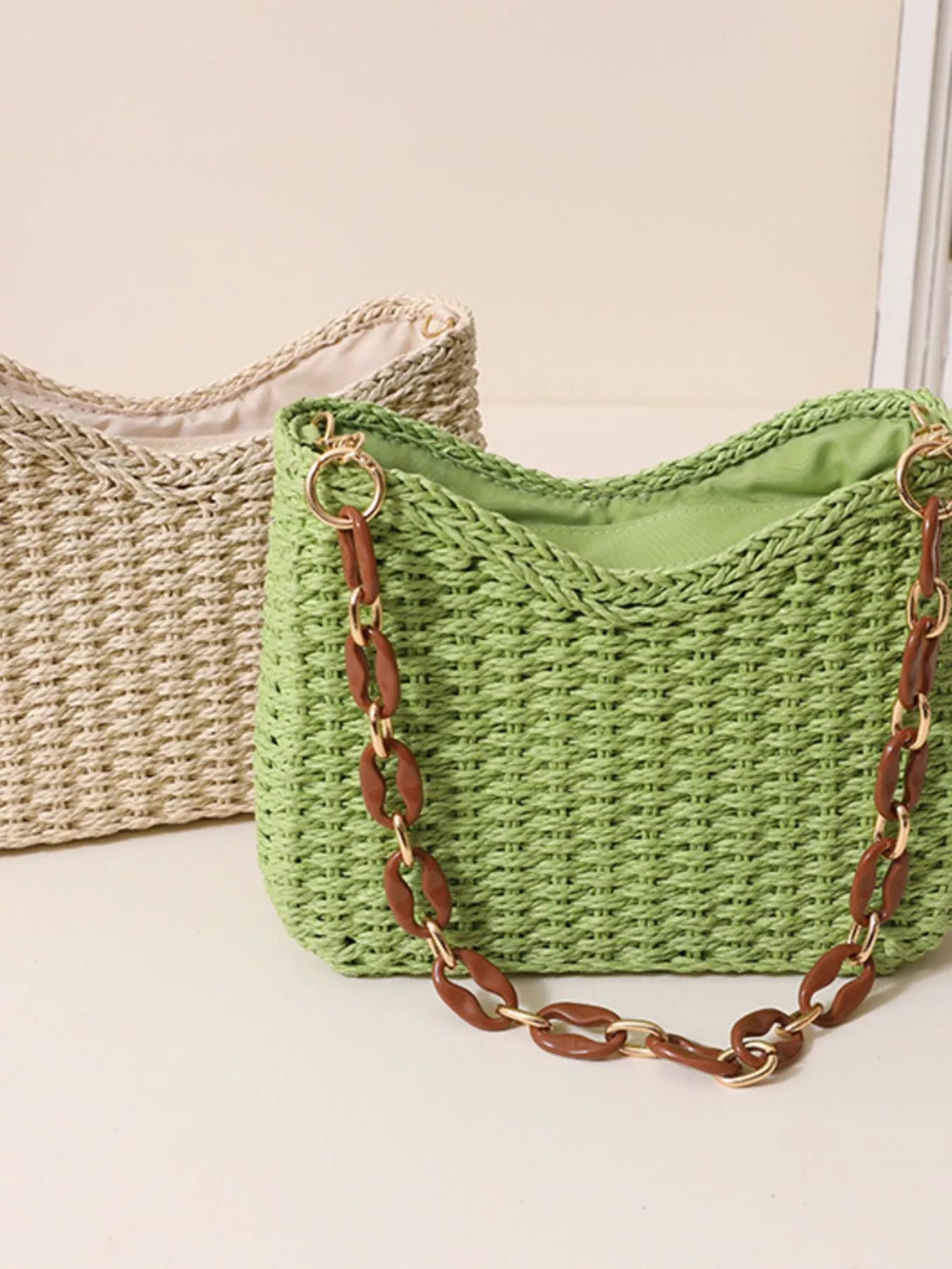 Woven Straw Shoulder Bag