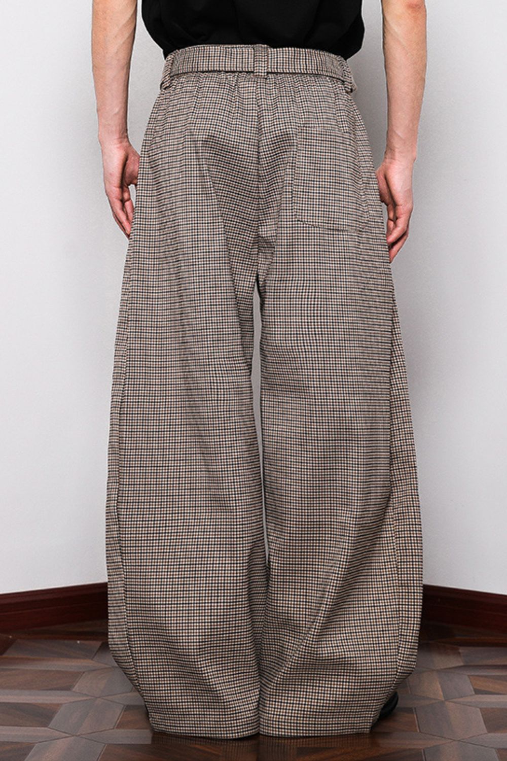 Men's Plus Size Wide Leg Plaid Tied Pants