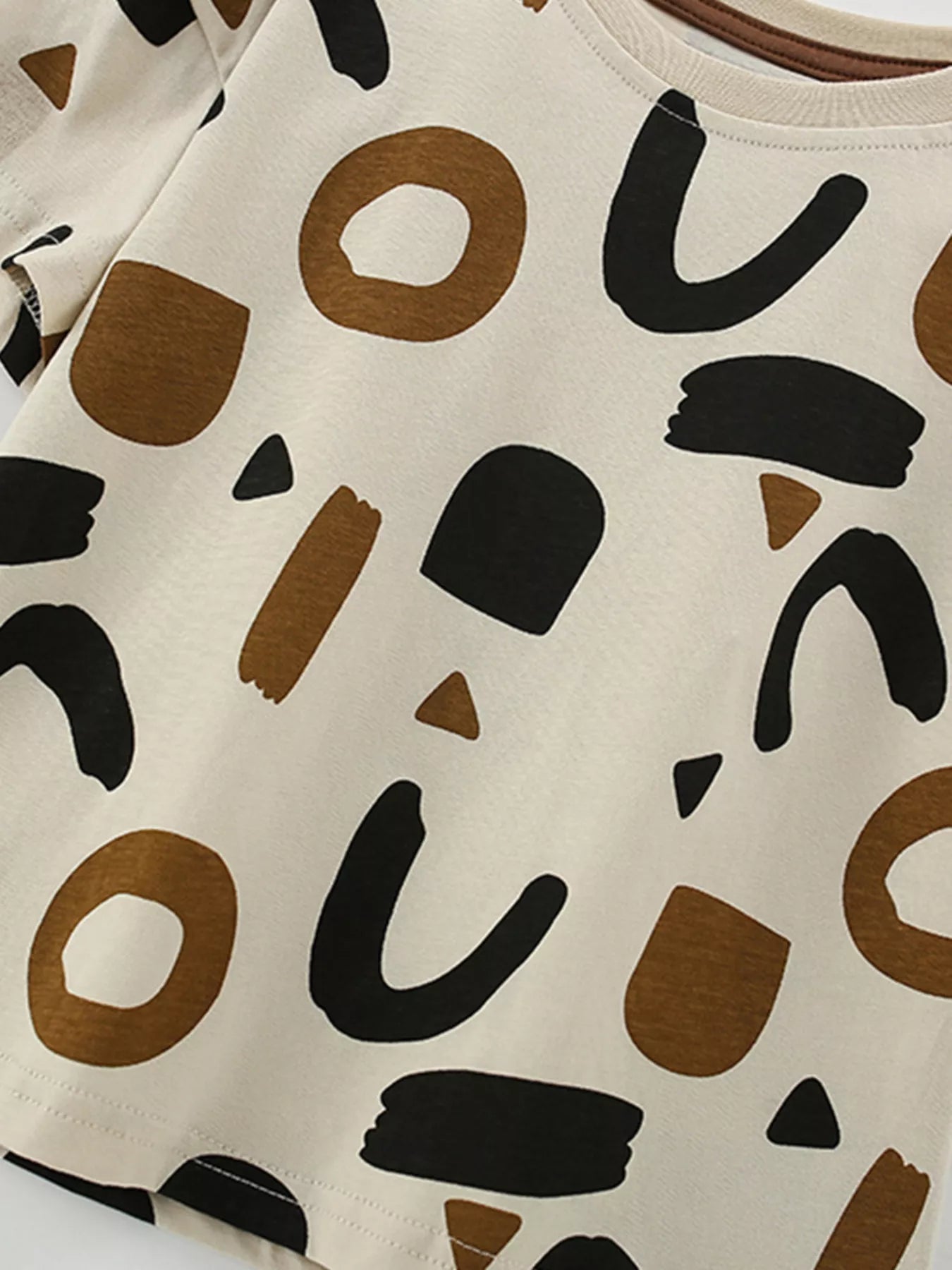 Children's Abstract Print Casual Tee and Shorts Set