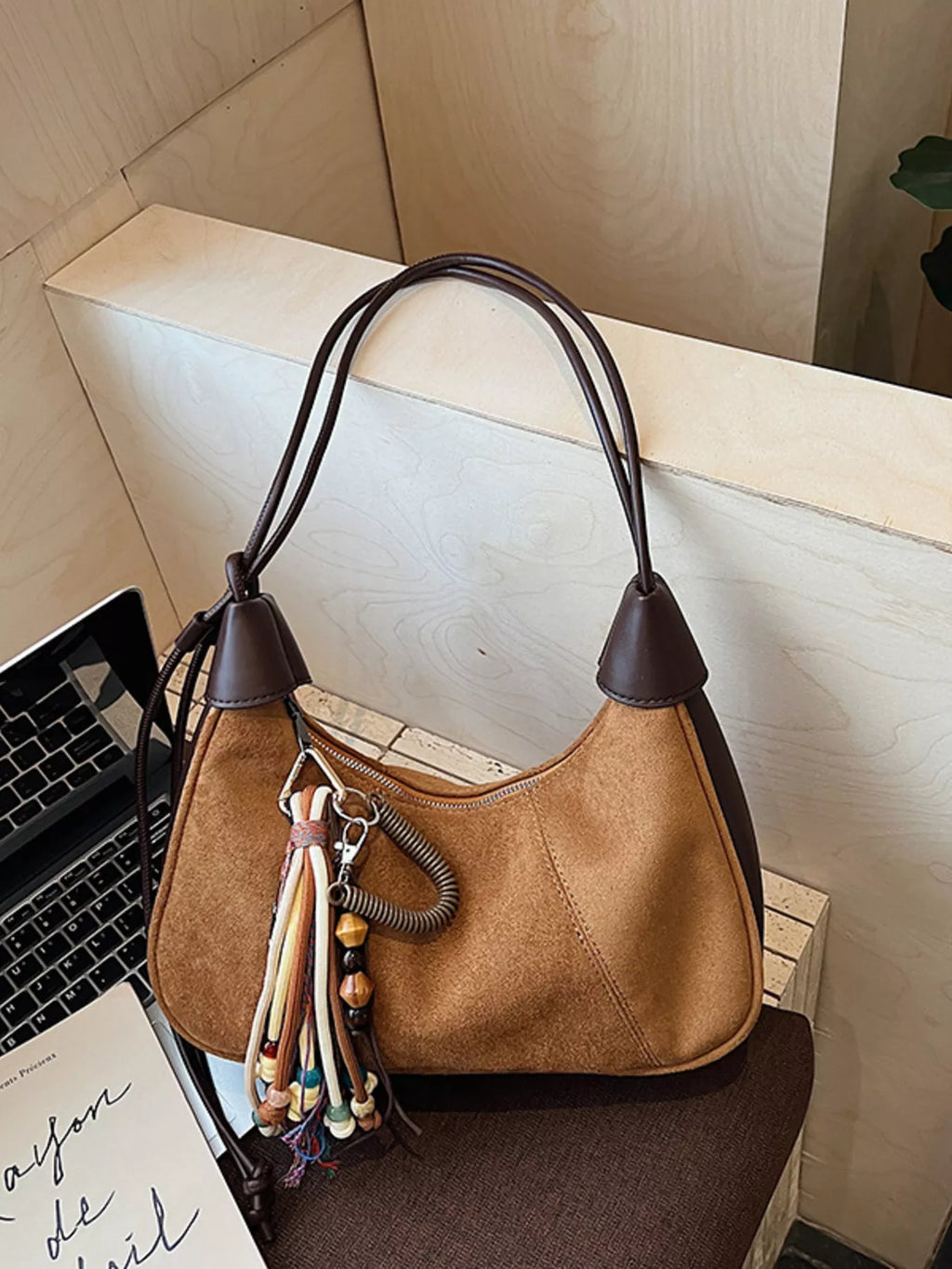 Vintage Suede Tassel Shoulder Bag