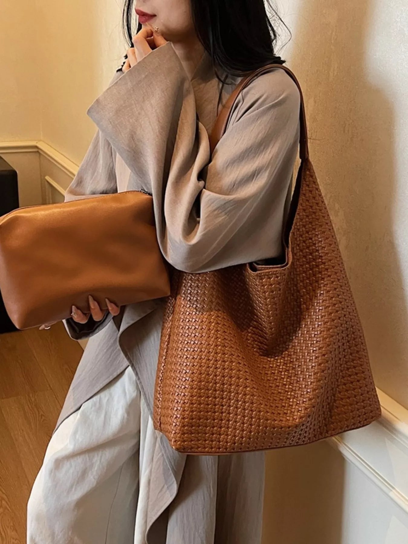Woven Straw Texture Shoulder Bag