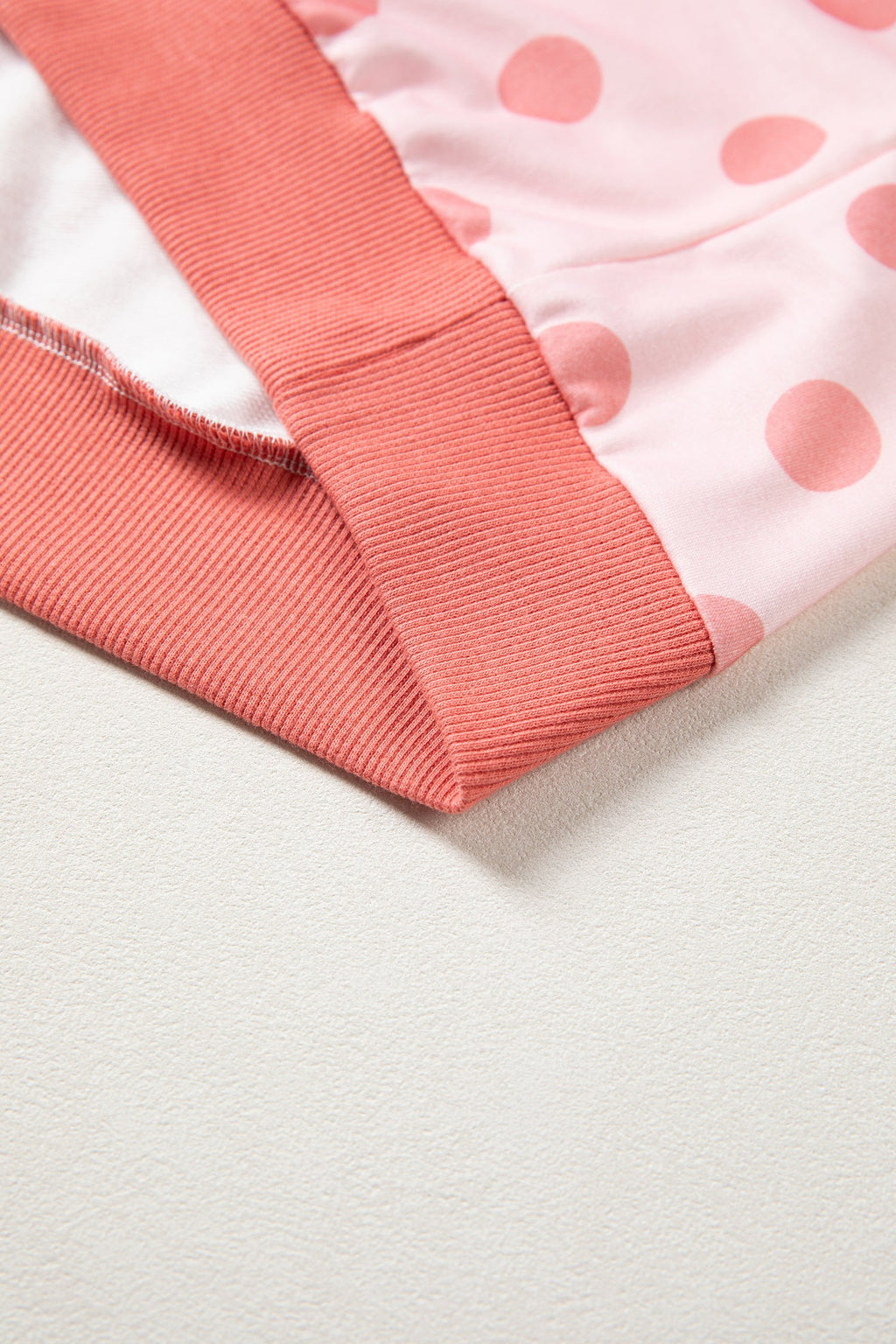 Pink Color Block Trim Polka Dot Casual Tee