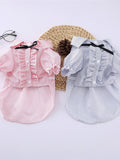Striped Ruffle Pet Top with Bow