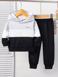 Children's Color Block Casual Hoodie & Pants Set