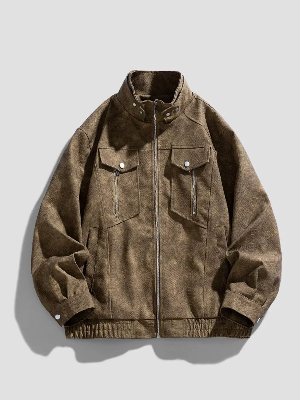 Me's Plus Size Zip Up Casual Jacket