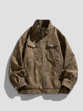 Me's Plus Size Zip Up Casual Jacket