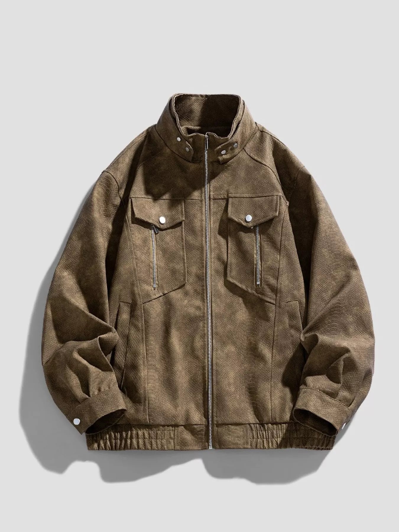 Me's Plus Size Zip Up Casual Jacket