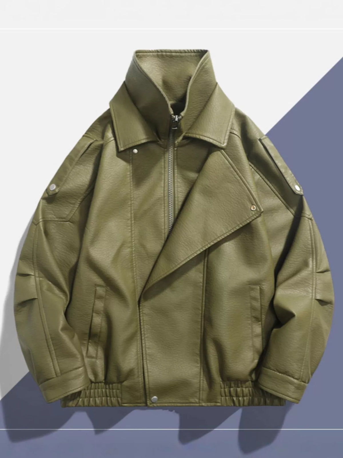 Men's Zip Up Leather Moto Jacket