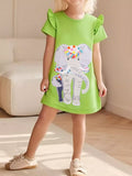 Children's Elephant Ruffle Sleeve Dress