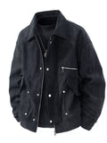 Men's Plus Size Casual Corduroy Snap-Down Jacket