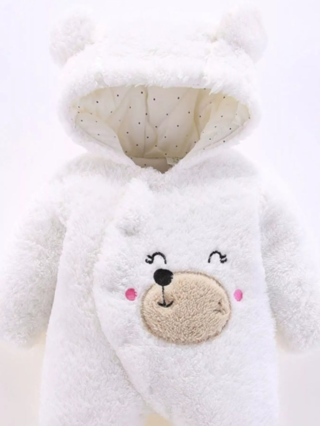 Children's Cute Bear Hooded Fleece One-Piece