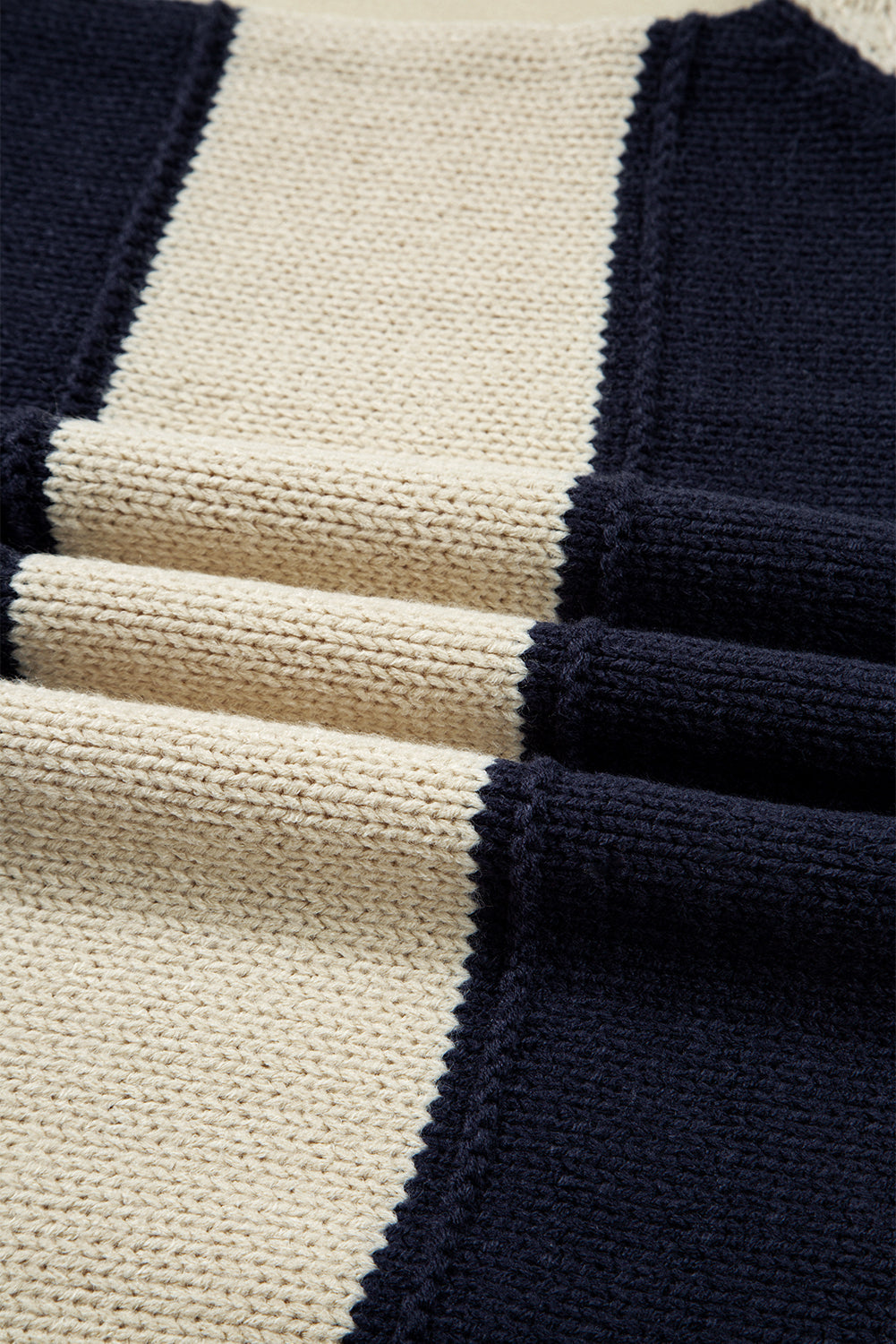 Blue Stripe Color Block PLus Size Drop Shoulder Sweater